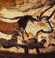 Cave art representing animal forms, from pre-history